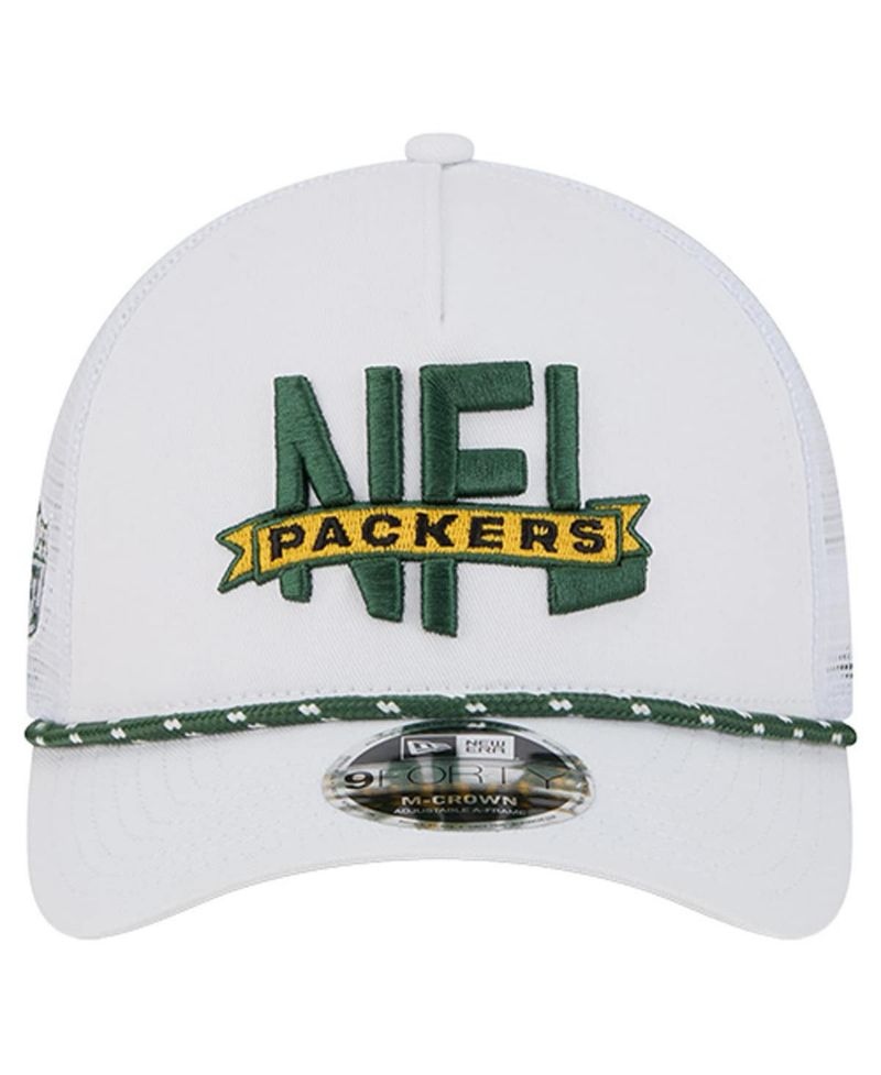Men's White Green Bay Packers NFL 9FORTY A-Frame M-Crown Adjustable Trucker Hat