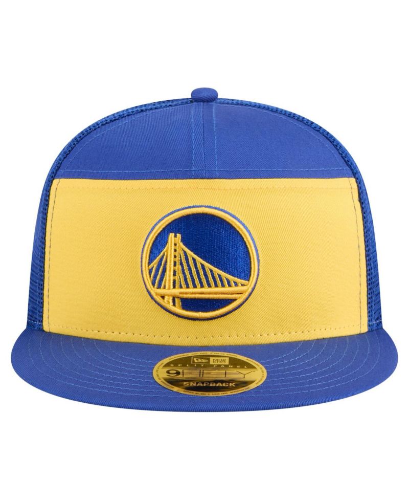 Men's Gold/Royal Golden State Warriors Outdoor Split Panel 9FIFTY Snapback Hat