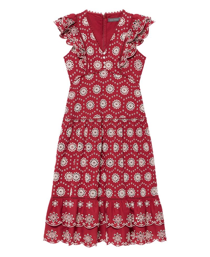 Women's Floral-Print Ruffle Drop-Waist Midi Dress