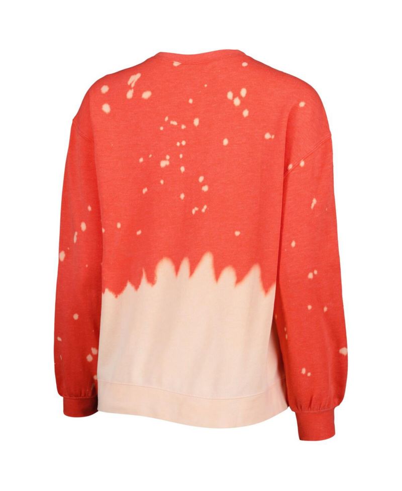 Women's Scarlet Ohio State Buckeyes Twice As Nice Faded Dip-Dye Pullover Sweatshirt