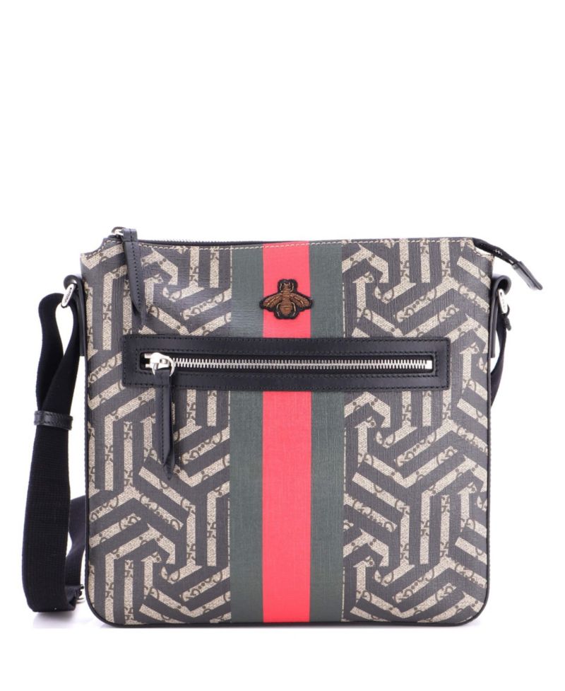 Medium Front Zip Messenger Caleido GG Coated Canvas