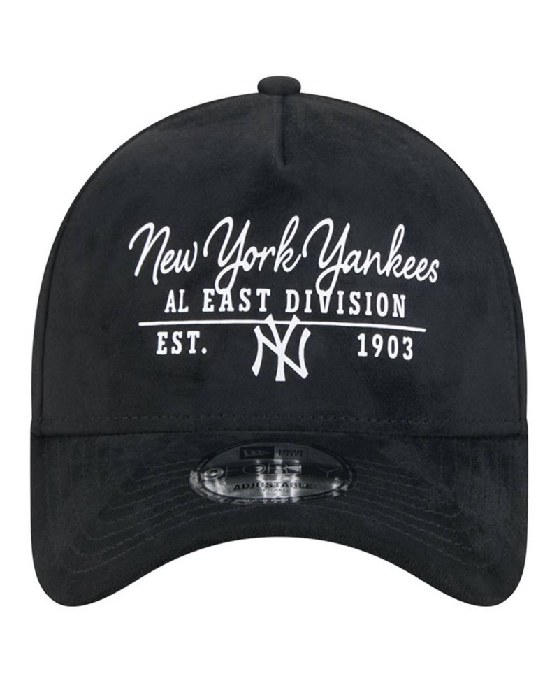 Men's Black New York Yankees Script Text 9FORTY A-Frame Adjustable Hat