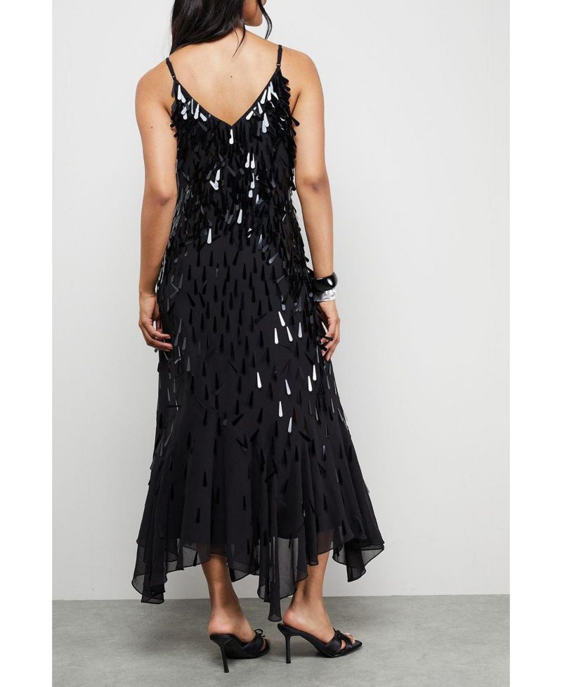 Women's Premium Teardrop Embellished Midi Dress