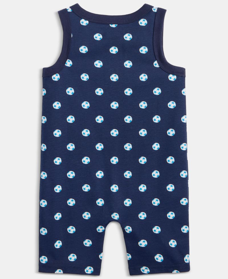 Baby Boys' Soccer-Print Cotton Sunsuit