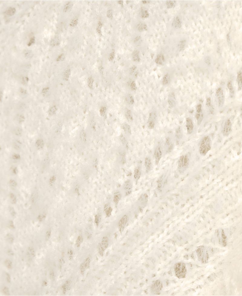 Women's Eyelash Fuzzy Pointelle Puff Sleeve Sweater