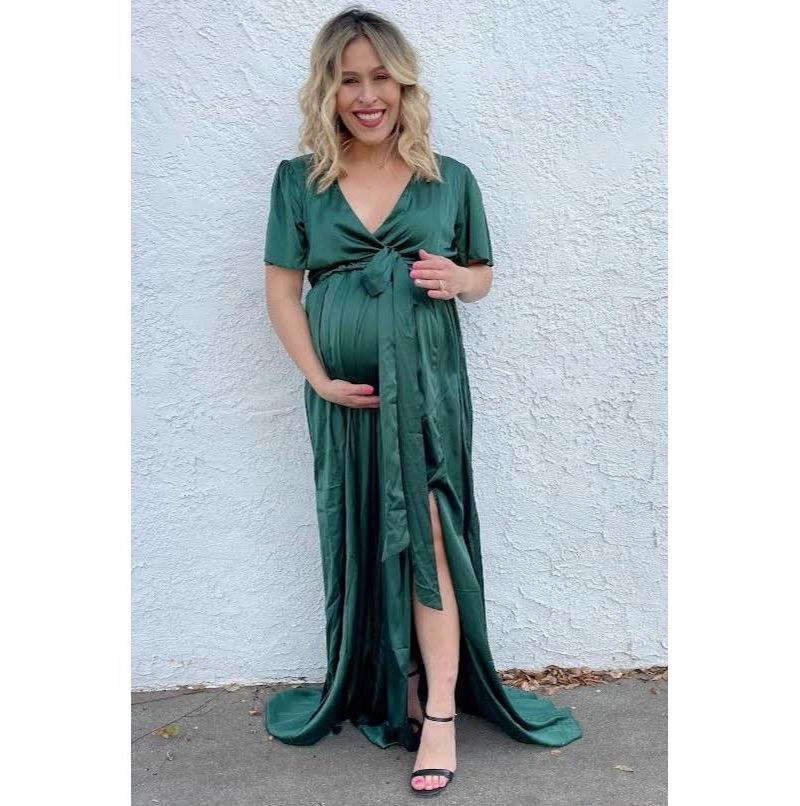 Women's Side Slit Satin Maxi Dress