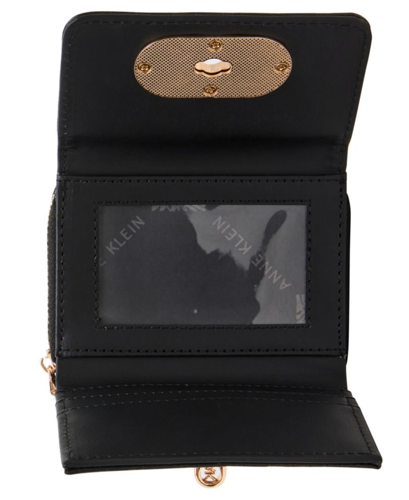 Women's Faux-Croc Trifold Turn-Lock Wallet