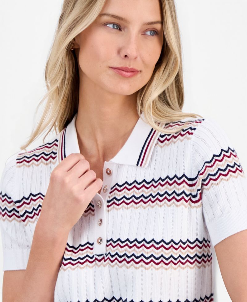 Women's Short-Sleeve Polo Sweater