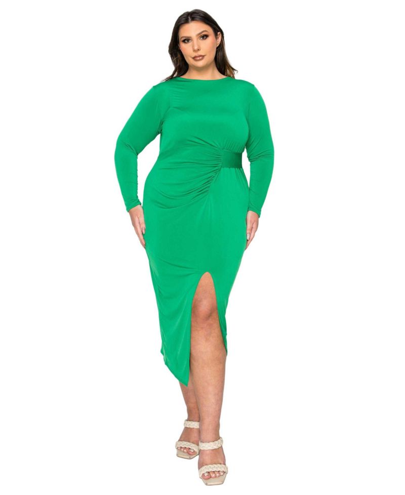 Plus Size Estelle Ruched Bodycon Midi Dress