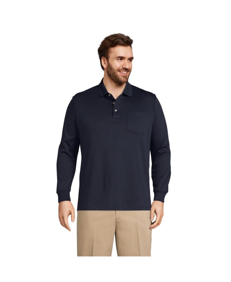 Men's Long Sleeve Cotton Supima Polo Shirt with Pocket
