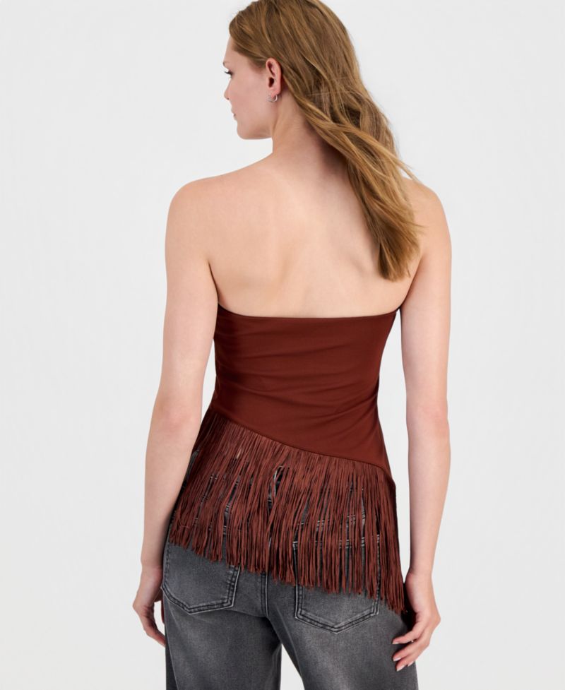 Women's Asymmetrical Fringe-Hem Top