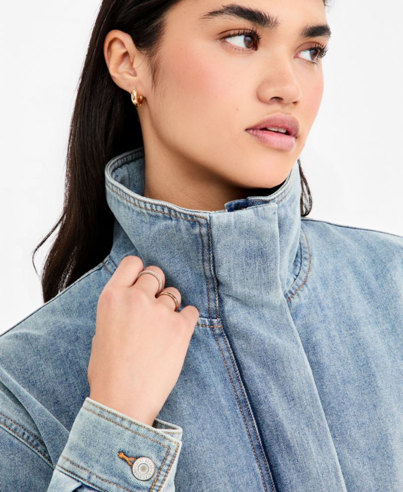 Women's Luxe Velvet Cropped Denim Jacket