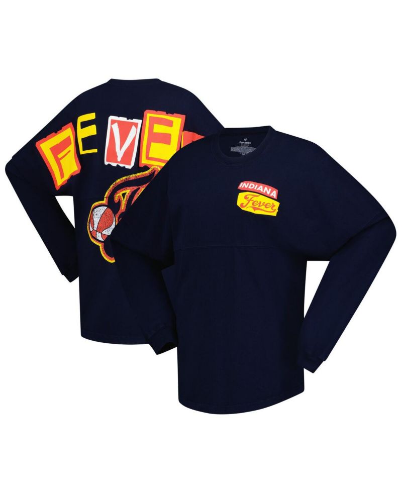 Women's Navy Indiana Fever Patches Oversized Long Sleeve T-Shirt