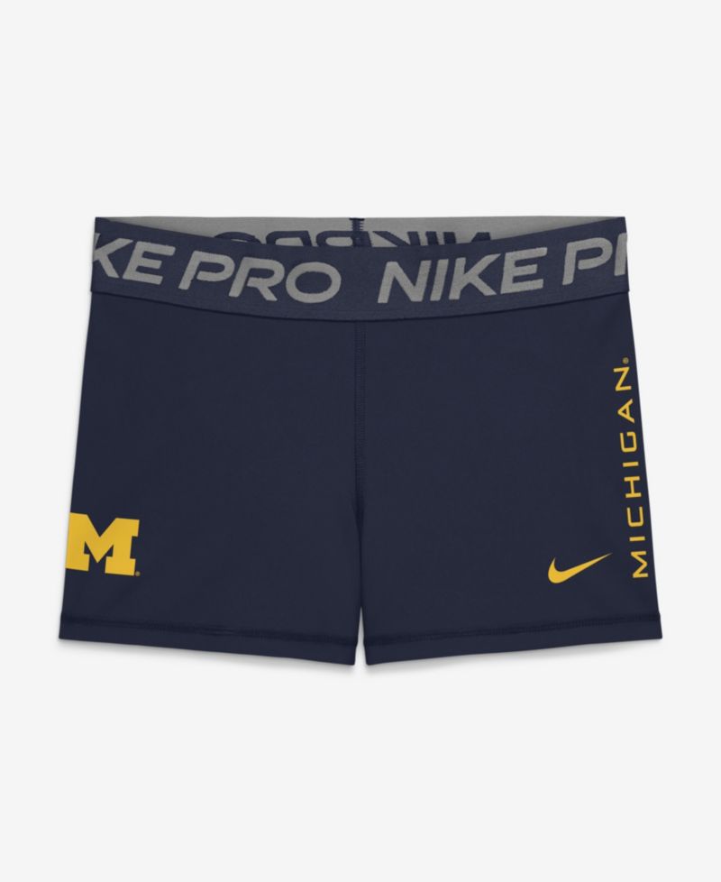 Women's Navy Michigan Wolverines Pro Dri-FIT Mid-Rise Shorts