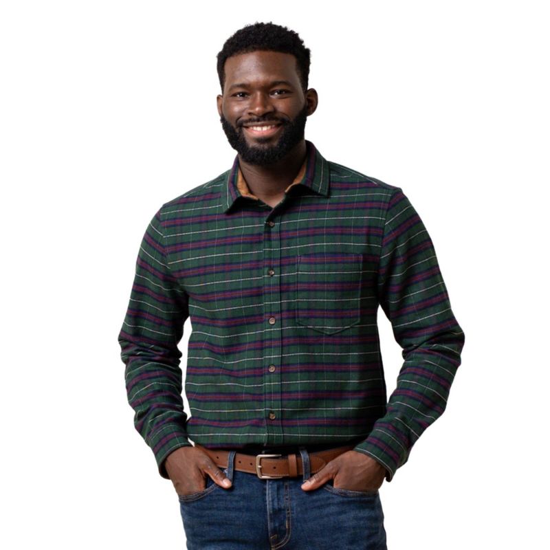 Men's Hope and Henry Organic Flannel Shirt with Suede Detail