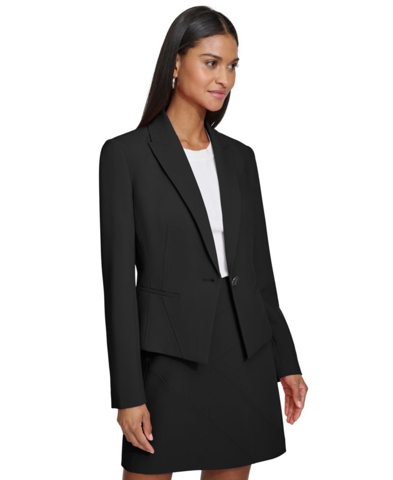 petite Peak-Lapel One-Button Blazer