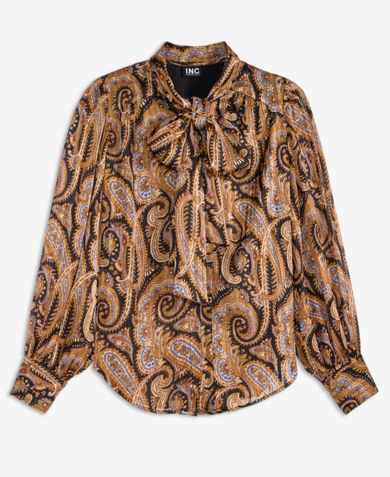 Women's Tie-Neck Long-Sleeve Blouse