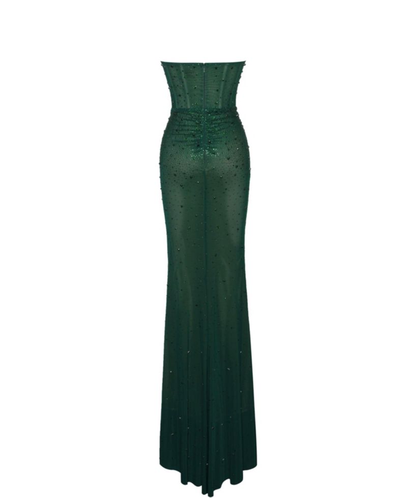 Women's Fatima Green Crystal Sleeveless Corset Mermaid Maxi Dress