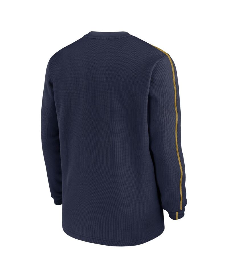 Men's Navy Michigan Wolverines 2024 Sideline Coaches Long Sleeve Top