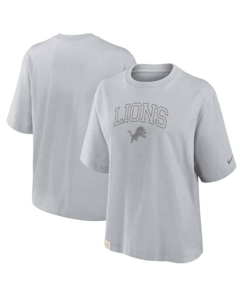 Women's Gray Detroit Lions Glory Arch Boxy T-Shirt