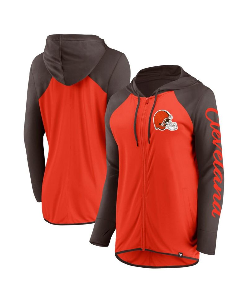 Women's Orange/Brown Cleveland Browns Script Full-Zip Hoodie