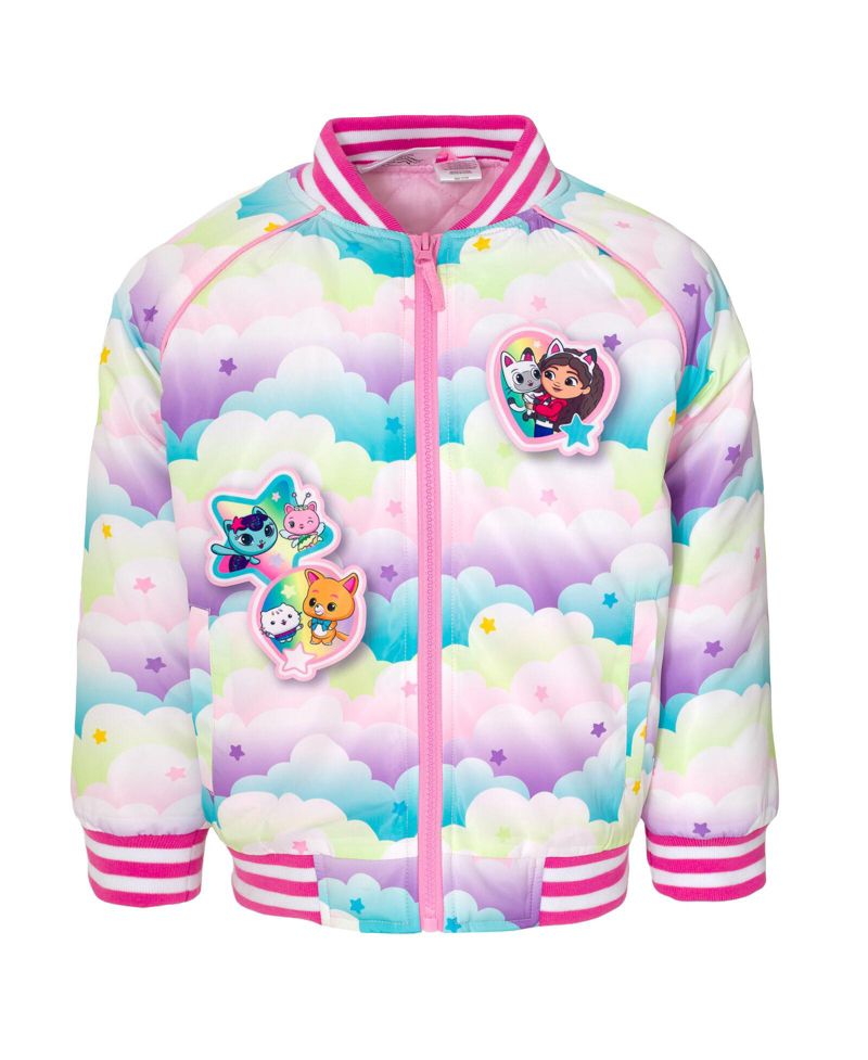 Little Girls Dreamworks Varsity Zip Up Bomber Jacket to