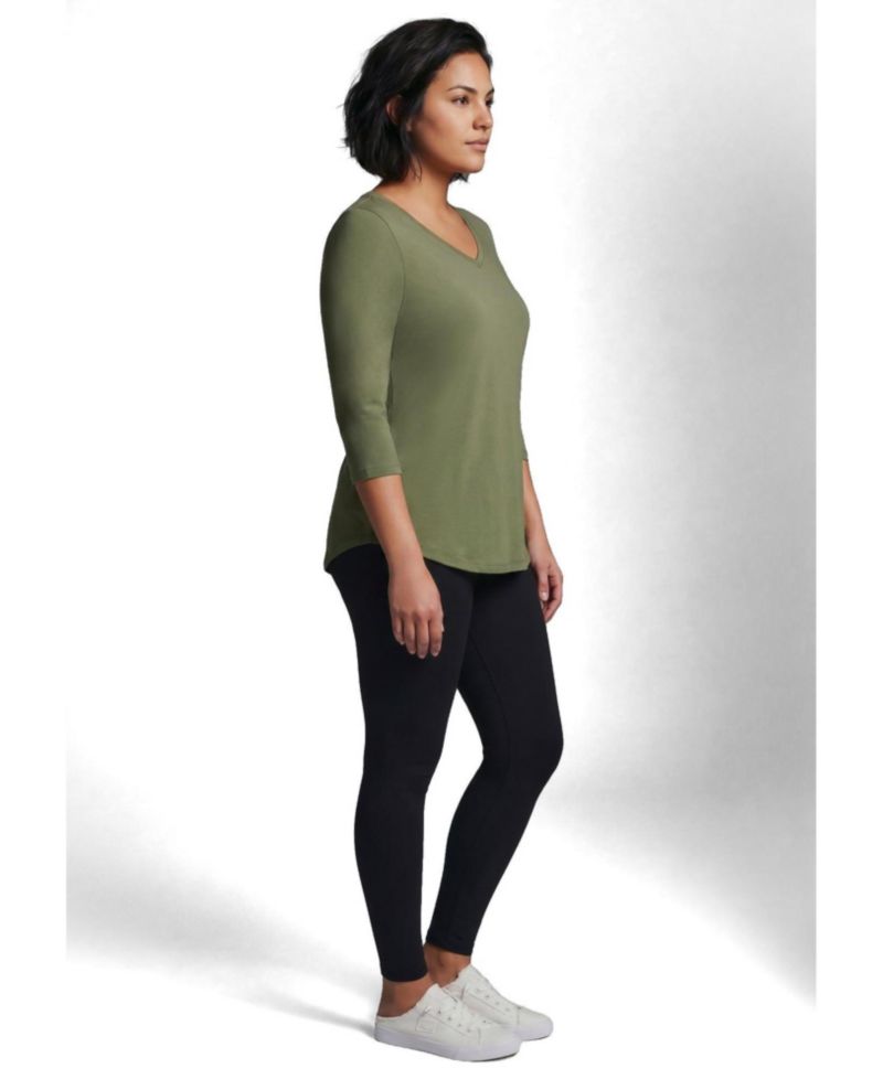 Plus Size Signature 3/4-Sleeve V-Neck T-Shirt