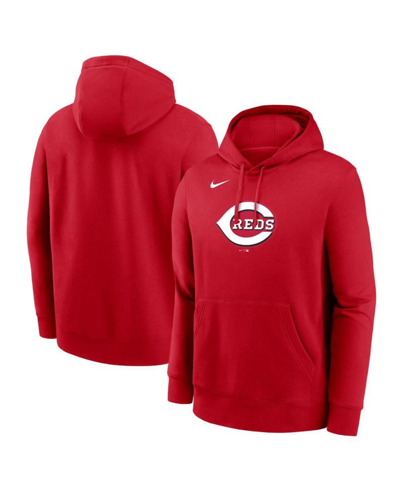 Men's Red Cincinnati Reds Logo Club Fleece Pullover Hoodie