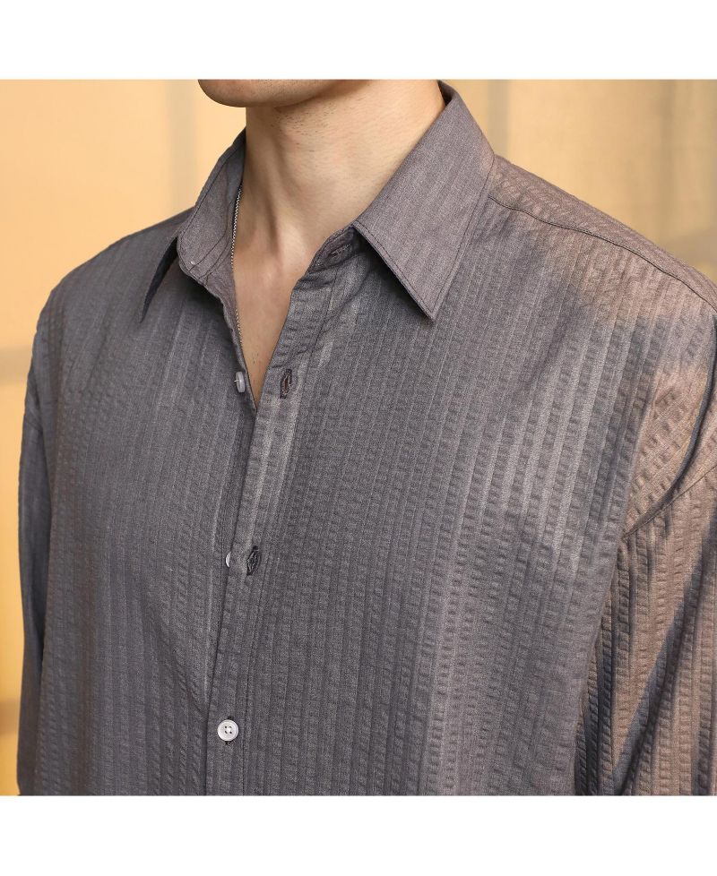 Men's Moon Grey Seersucker Shirt