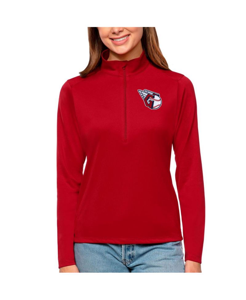 Women's Red Cleveland Guardians Tribute Quarter-Zip Pullover Top