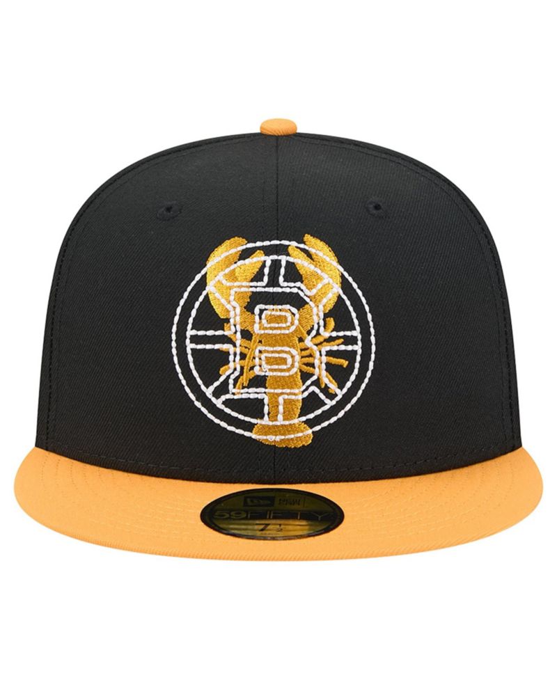 Men's Black/Gold Boston Bruins City Icon Stitched Overlay 59FIFTY Fitted Hat