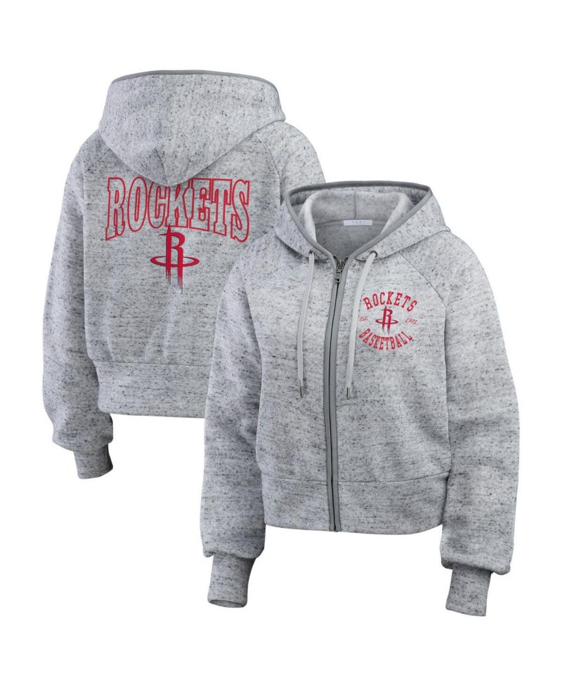 Women's Heather Gray Houston Rockets Speckled Radiator Full-Zip Hoodie
