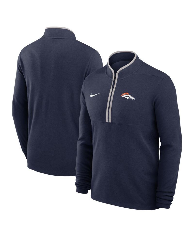 Men's Navy Denver Broncos Lightweight Victory Dri-FIT Half-Zip Pullover Hoodie
