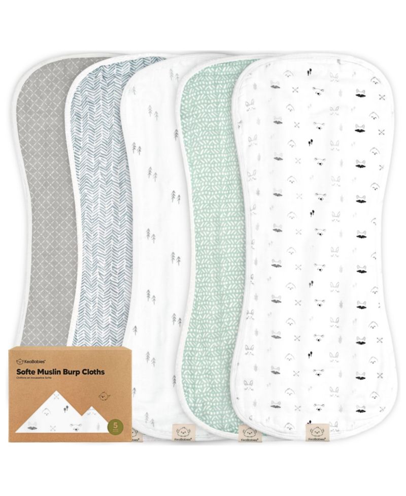5pk Softe Muslin Burp Cloths for Baby Girls and Boys, Organic Burping Cloths for Babies, Baby Burp Clothes
