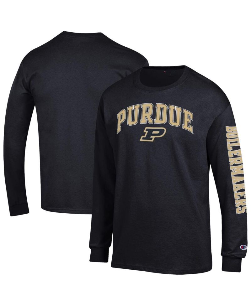 Men's Black Purdue Boilermakers Arch Over Logo 2-Hit Long Sleeve T-Shirt