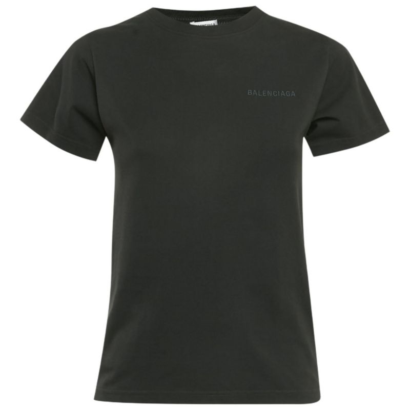 Women's Black Logo Embroidered Cotton Knit T-Shirt