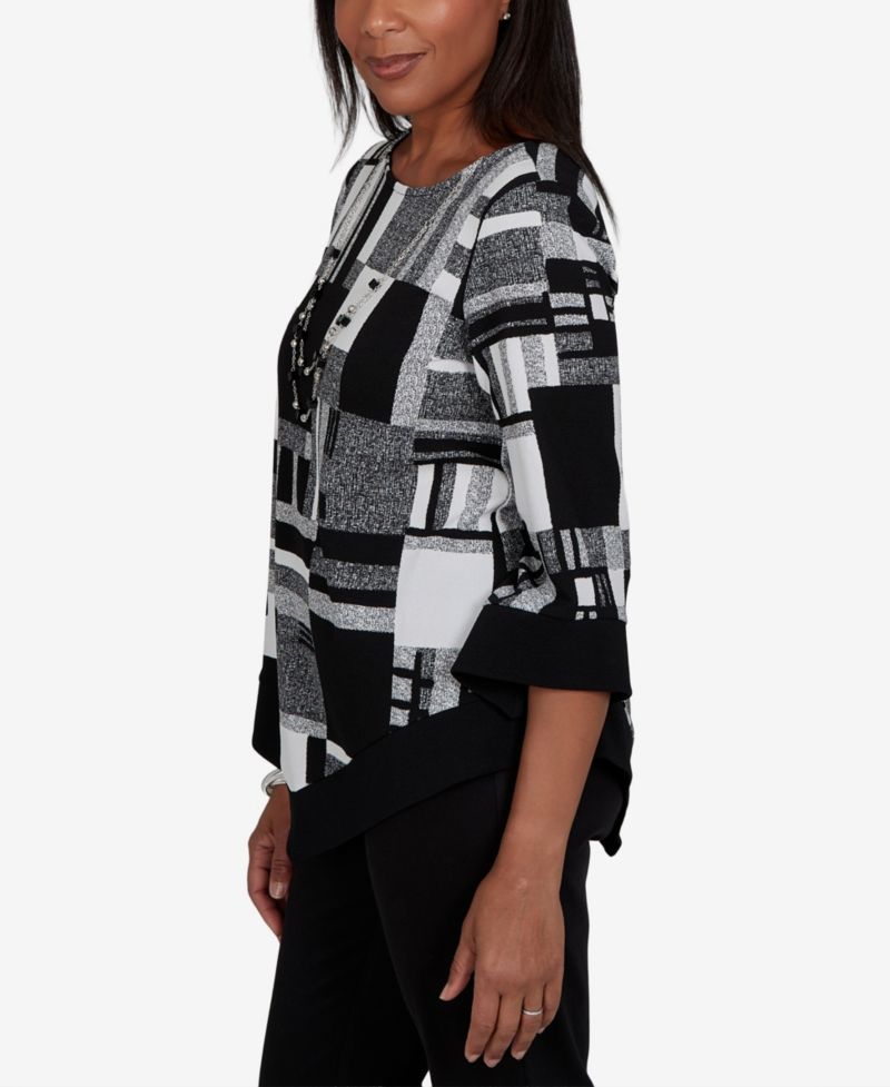Petite 3/4-Sleeve Asymmetric-Hem Tunic