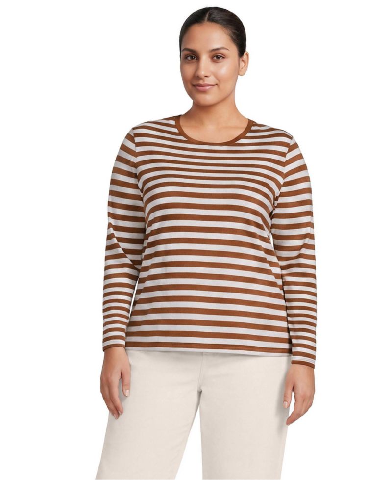 Plus Size Supima Cotton Long Sleeve Crewneck T-Shirt