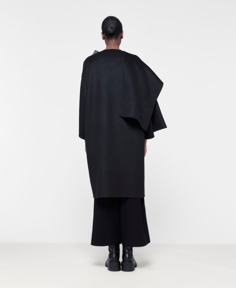 Women's Reversible Cacoon Coat with Scarf Detail