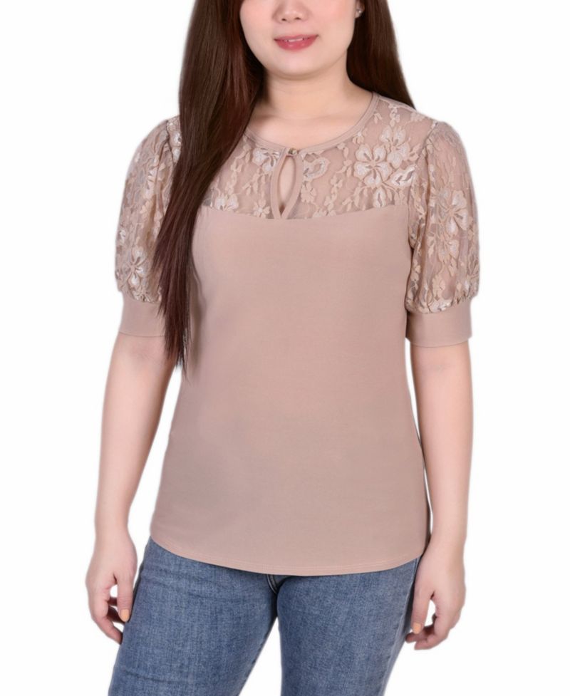 Petite Puff Sleeve Lace Top