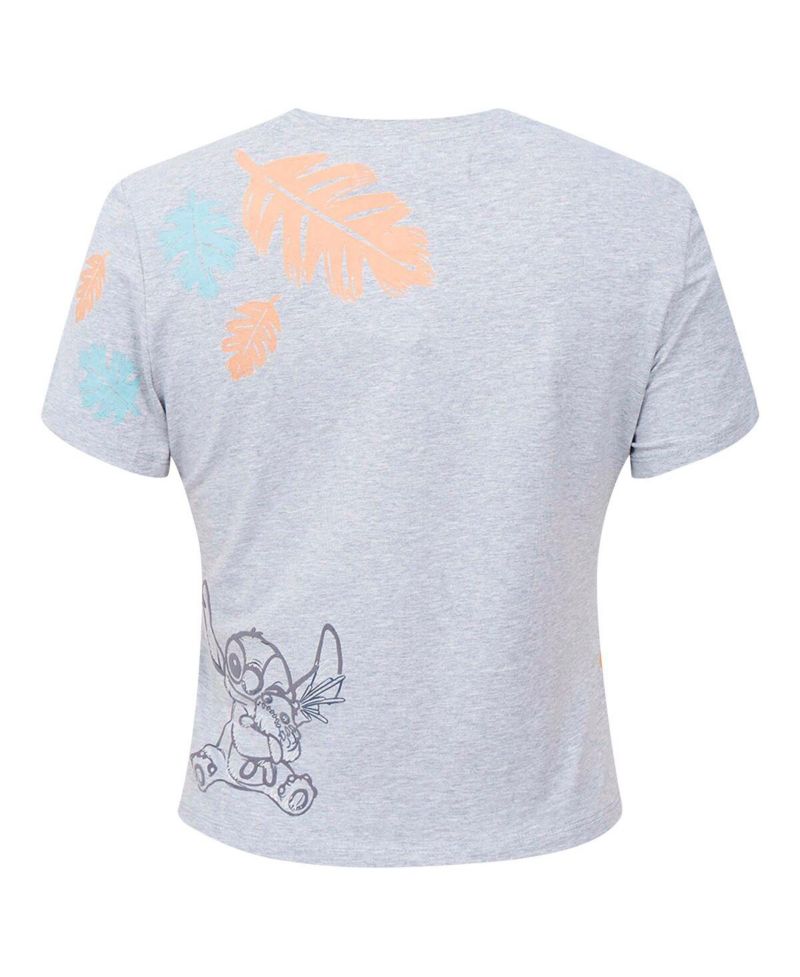Women's Heather Gray Lilo and Stitch Hold On Tight Baby Doll T-Shirt