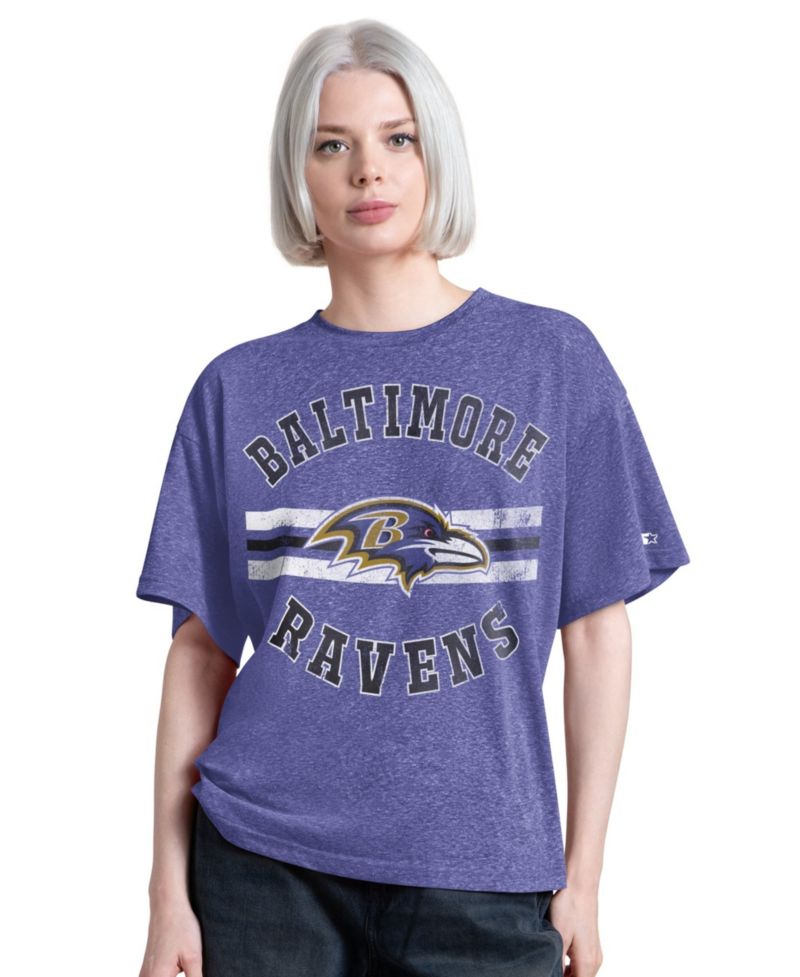 Women's Purple Baltimore Ravens Jump Shot Boyfriend Tri-Blend T-Shirt