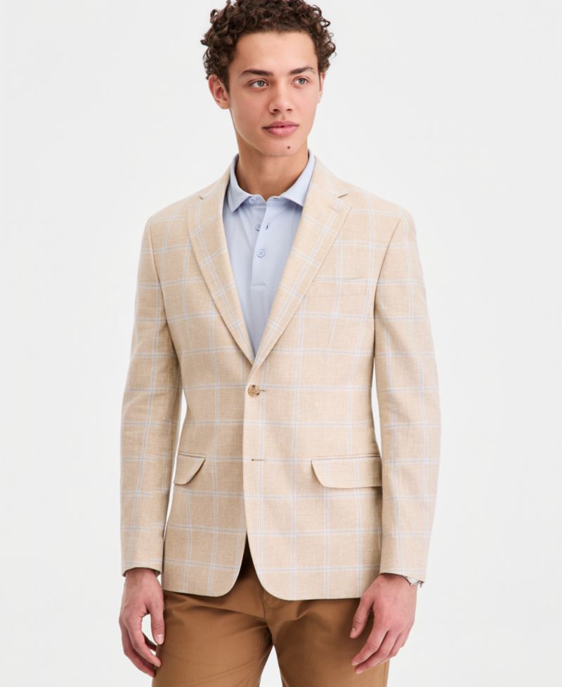 Мужская спортивная куртка Windowpane из льняной ткани современного покроя