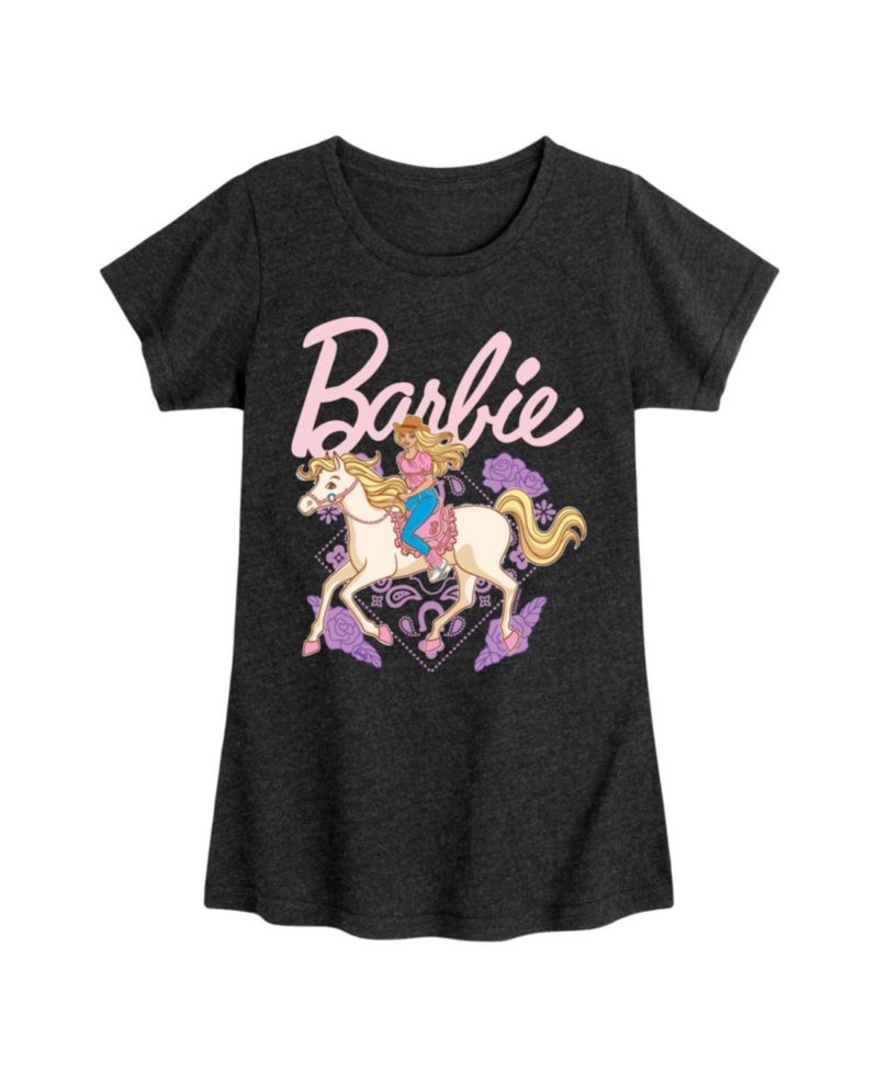 Big Girls Cowgirl Horse Graphic Short Sleeve T-Shirt