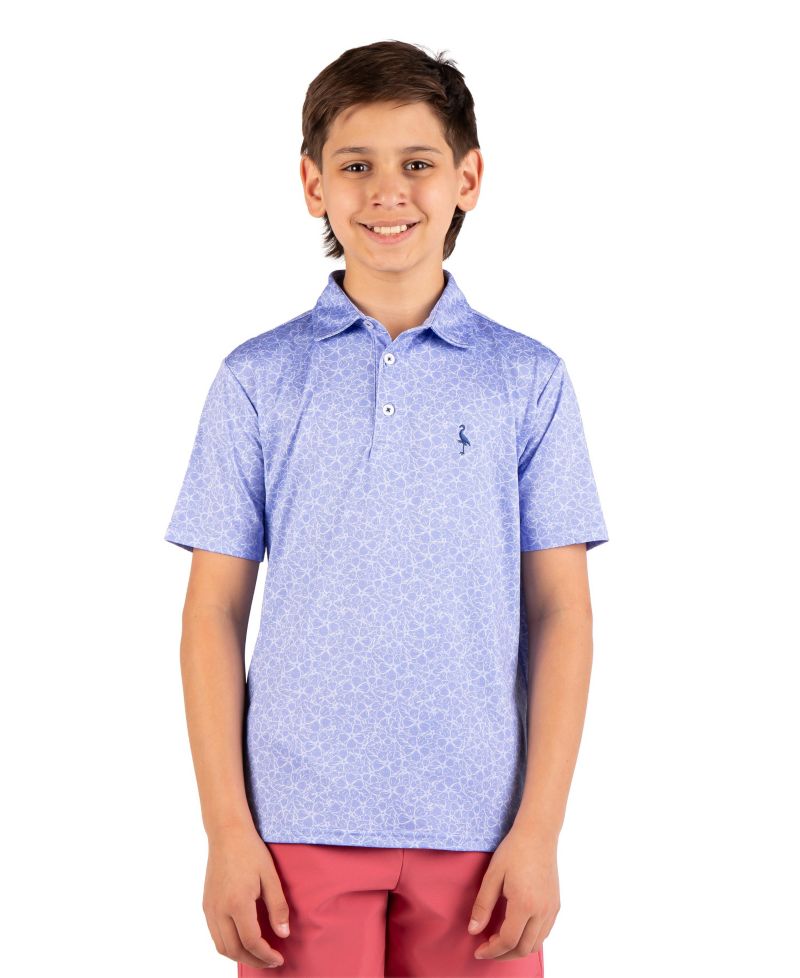 Boys Summer Floral Printed Performance Polo