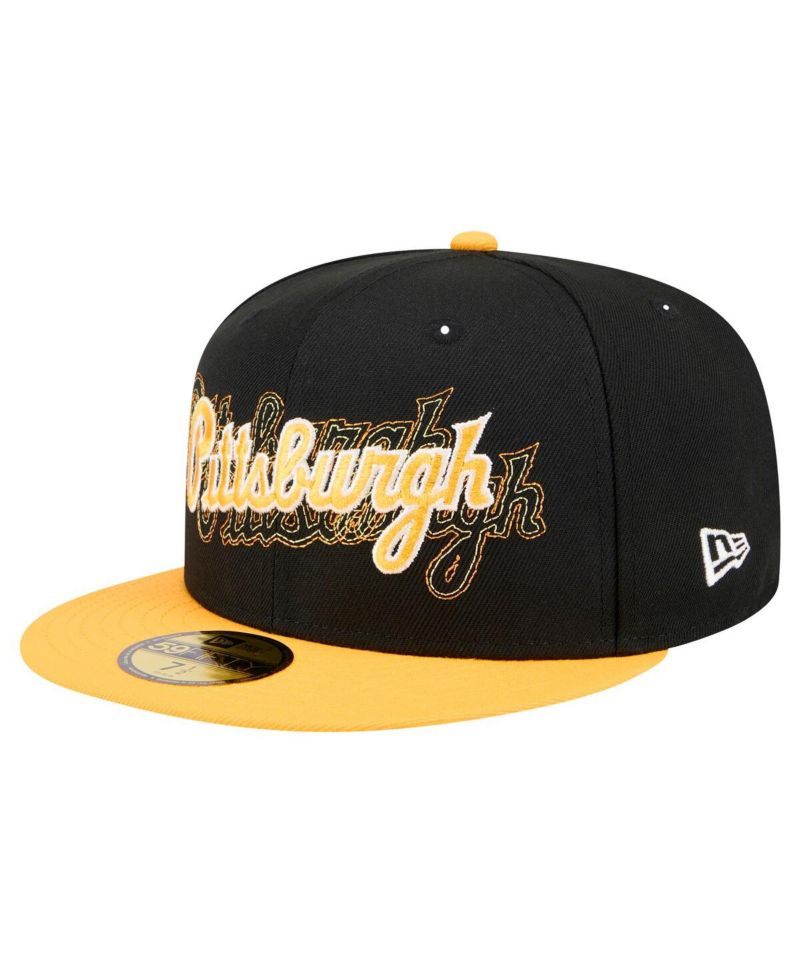 Men's Black Pittsburgh Pirates Shadow Stitch 59FIFTY Fitted Hat