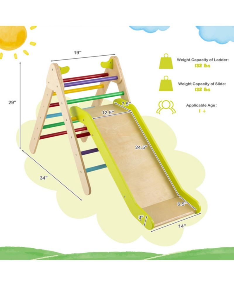 Набор для скалолазания Triangle Climber и регулируемой горки для детей от 1 года, состоящий из 2 предметов