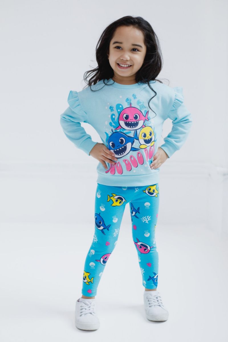 Baby Girls Pinkfong Shark Pullover Fleece Sweatshirt and Pants Outfit Set