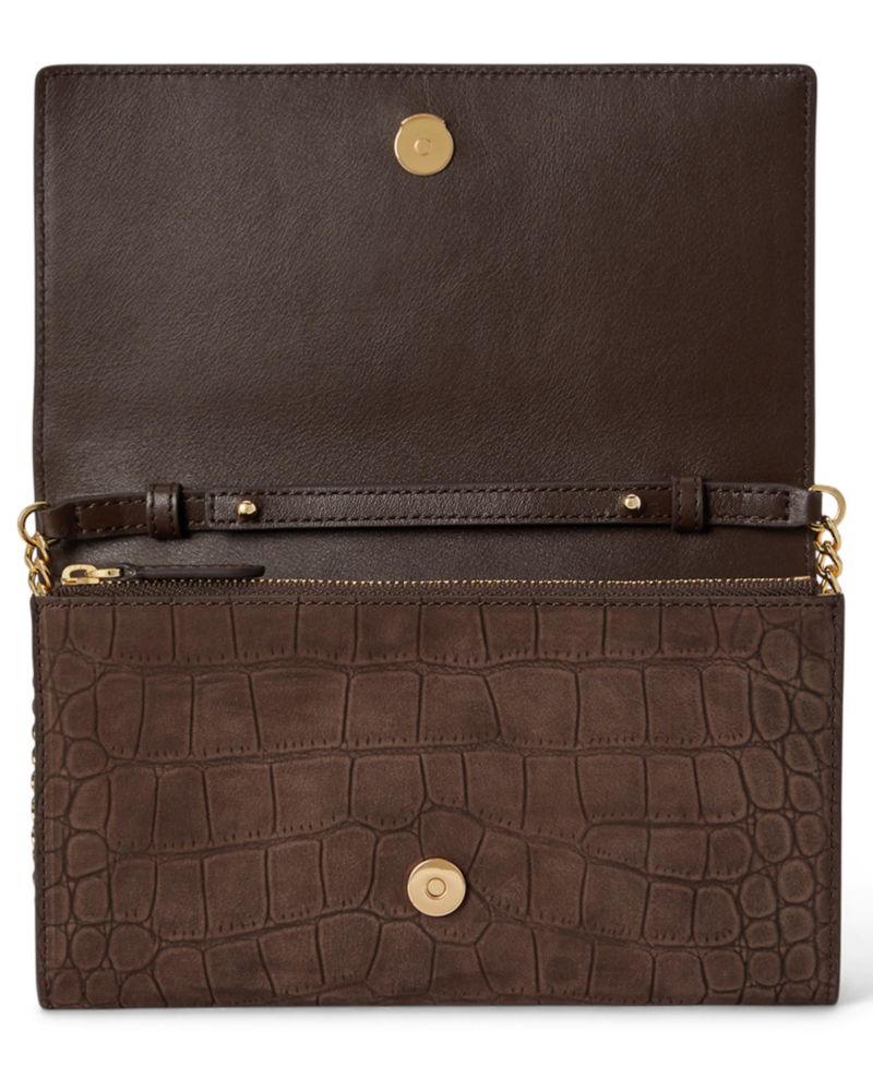 Crocodile-Embossed Medium Adair II Leather Crossbody Wallet