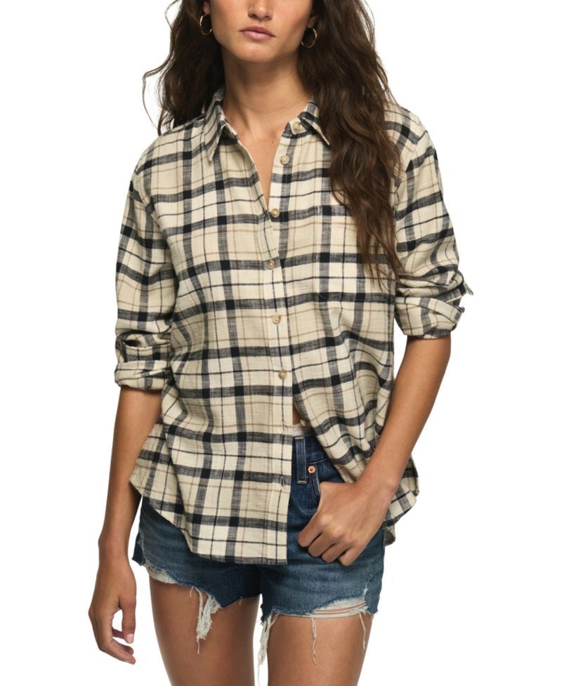 Women's Long-Sleeve Plaid Button Down Shirt